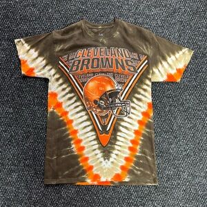 Majestic NFL Cleveland Browns Football Team Tie Dye Orange/Brown T-Shirt Size M